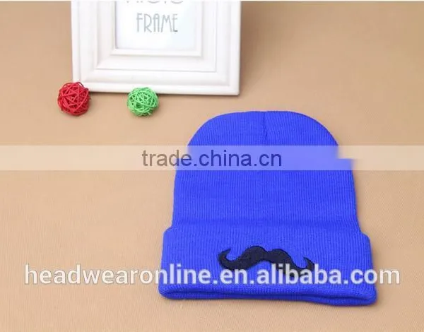 Custom Fashion High Quality Moustache Embroidey Knitted Hats And Beanie Hats photo-5