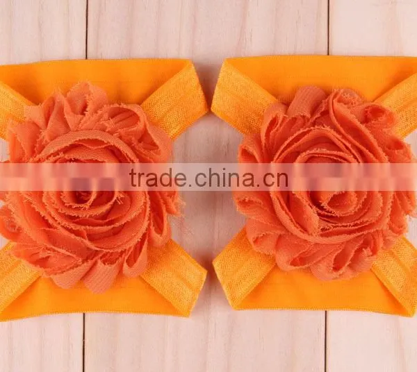 Baby Girls Infant Pink or White Chiffon Flower Barefoot Sandal Soft Stretch Foot Accessory photo-3