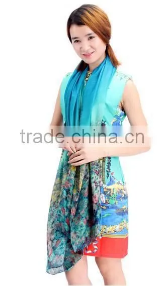 Fashion Women Chiffon Scarf Floral Print Drive Travel Shawl Beach Style Slik Wrap Pashmina photo-4