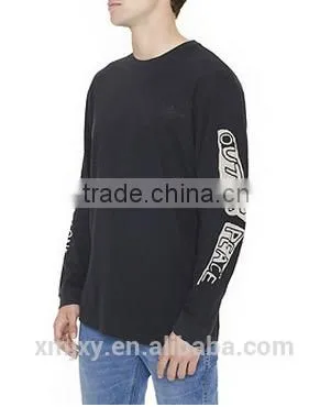 Front&Sleeve Print Long Sleeve Black Tee for Man photo-2