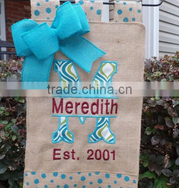 Personalized Embroidered Burlap Garden Flag photo-3