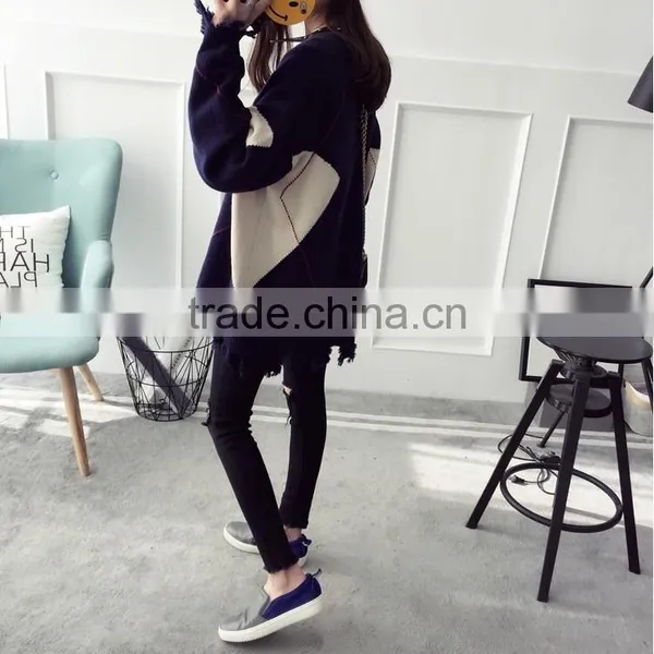2017 New Spring Korean Sweater Cardigan Long Loose Double-breasted Tassels Knit Sweater photo-4