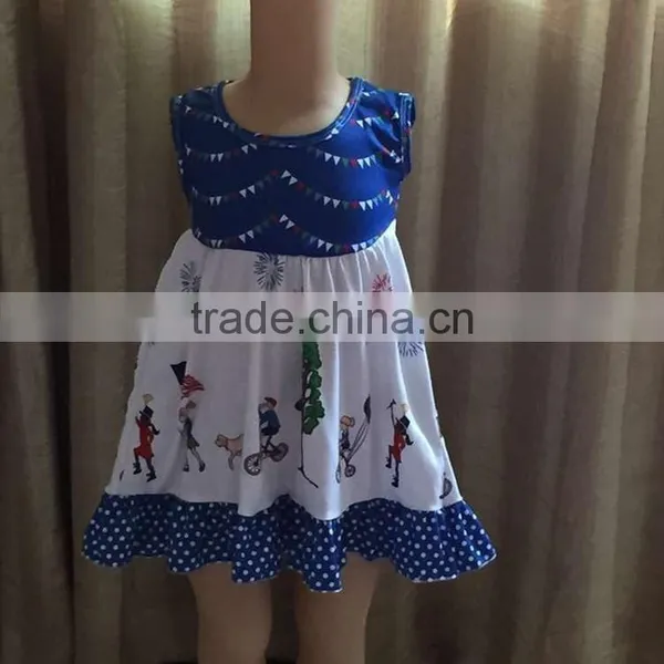 Yi wu Manufacture New Style Wholesale Little Girl Boutique Traditional Patriotic Pic Clothes Unique Design Frock photo-2