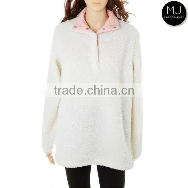 Factory Winter Cozy Women Blank Sherpa Fleece Pullover photo-5