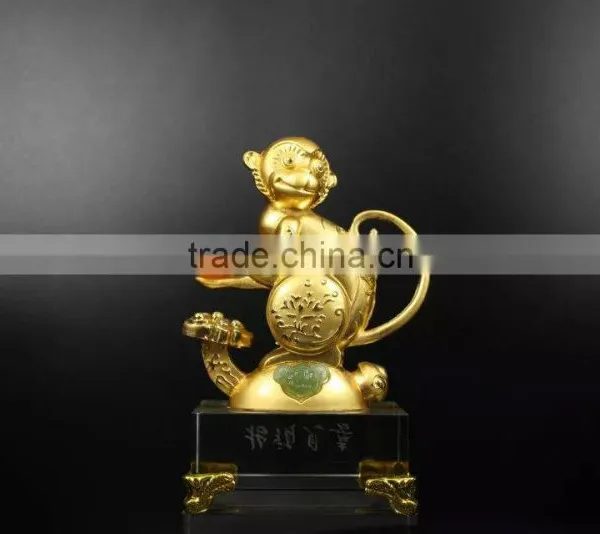 NEW Style High Quality Beautiful Gold Plated Monkey With Crystal Base For Business Gift photo-6