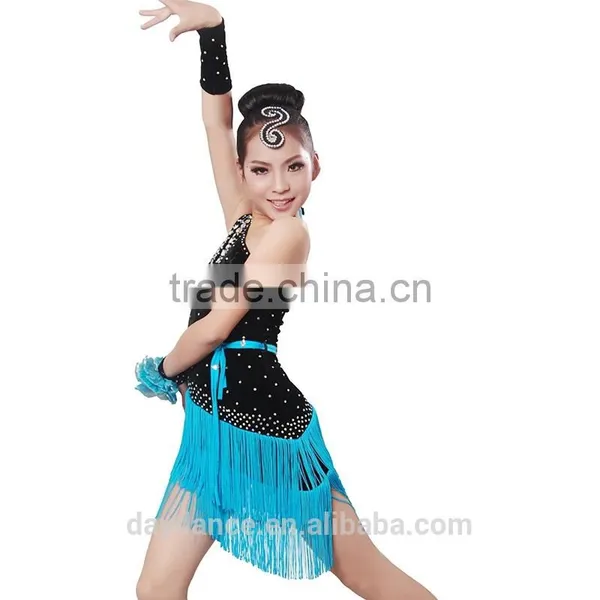 Girls Kids Latin Dance Costumes Fringe Children Ballroom Stage Dance Wear photo-2