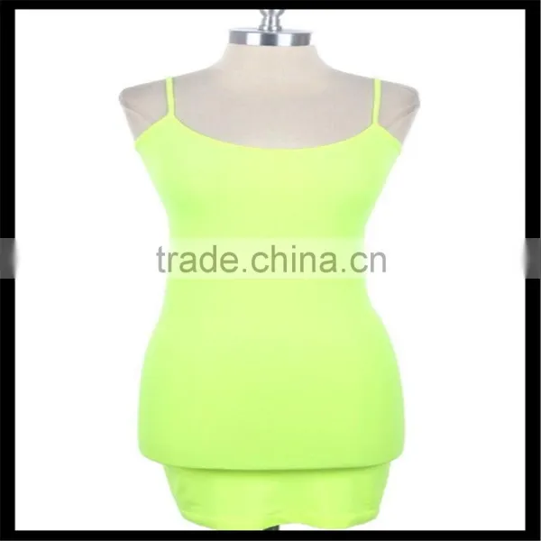 Extra Long Seamless Tunic Dress Slip Camisole Layering Tank Top Yellow Color