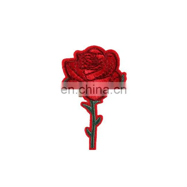 embroidery patch red flower patches embroidery for Women Clothing