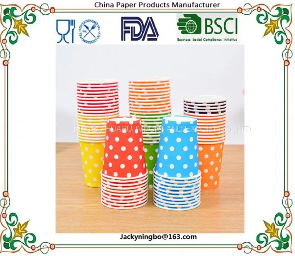 Multicolor Round Dots Paper Cup Disposable Tableware For Kids Birthday Party Wedding Food Grade Party Supplies