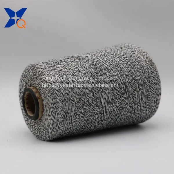 Ne16/1 Metal Fiber 5%-polyester Fiber 95% Twist With Ne32/2 Black Rayon/viscose Fiber Yarn-XT11166 photo-2