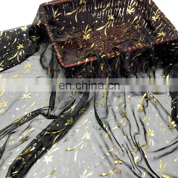 China Supplier Cheap High Quality 100% Polyester 30D Bronzing Chiffon Fabric for Saree photo-7