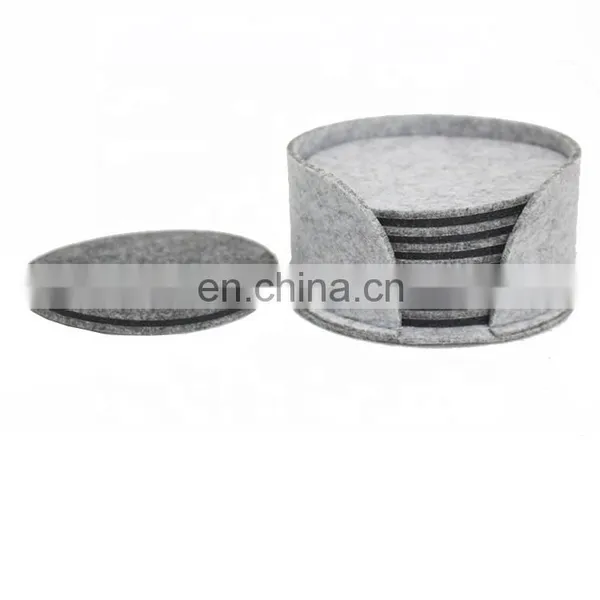 Laser Cut Round Felt Drink Coaster With Printed Logo Cup Coasters Set With Holder photo-5