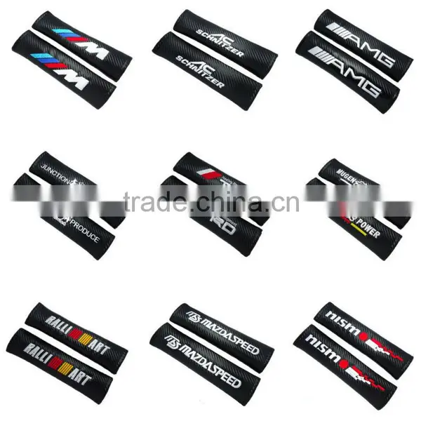 Custom Made Logo Design Carbon Fiber Seat Belt Harness Shoulder Pads Cover photo-5