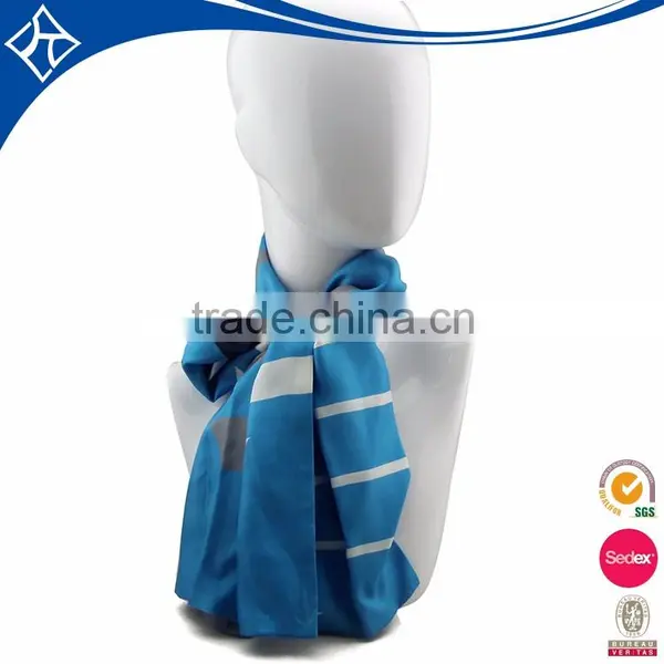 China Beauty Cheap Blue Polyester Long Scarf With Logo photo-3