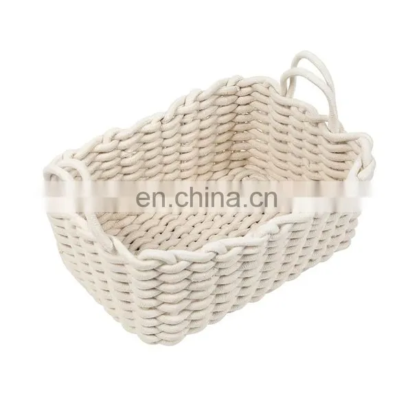 Customized Hand Knitted Multi Color and Functional Storage Cotton Rope Basket 1 Package