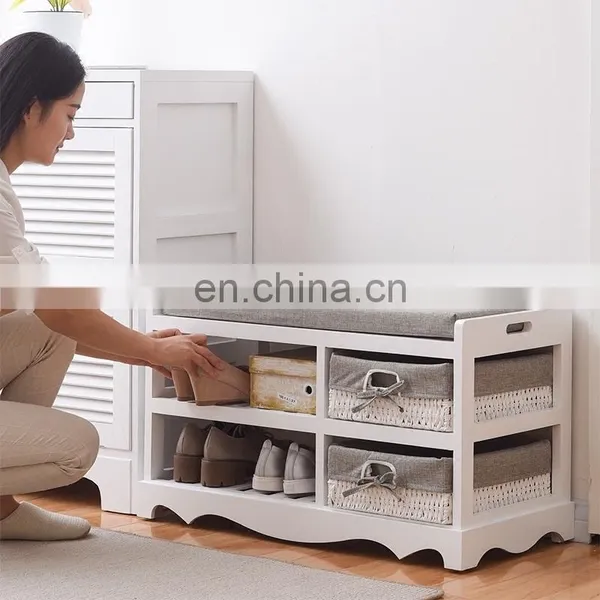 Footstool Wicker Basket Draws Cushion Seat Ottoman Storage Bench photo-3