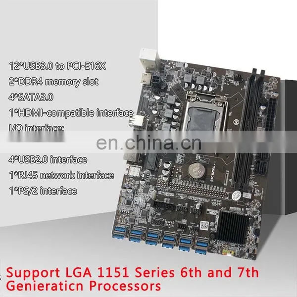 12 GPU Motherboard B250C USB3.0 to PCI-E 16X With 2 DDR4 DIMM Memory Slot LGA 1151 B250 Mainboard photo-5