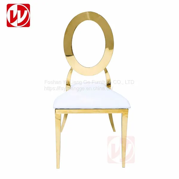 Mirror Gold Stainless Steel Round Back Design Stacking Hotel Banquet Chair Cheap Wedding Chair photo-5