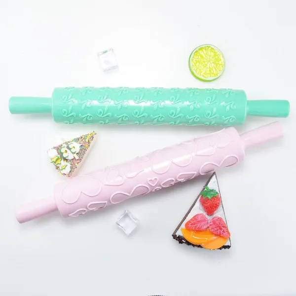 Plastic Pattern Cookie Rolling Pin Multi-functional Home DIY Cake Fondant Decorating Embossed Baking Tool photo-3