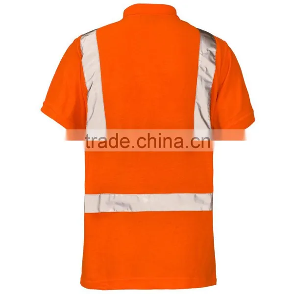 Orange Short Sleeve Safety Shirts With Reflective Tape photo-2