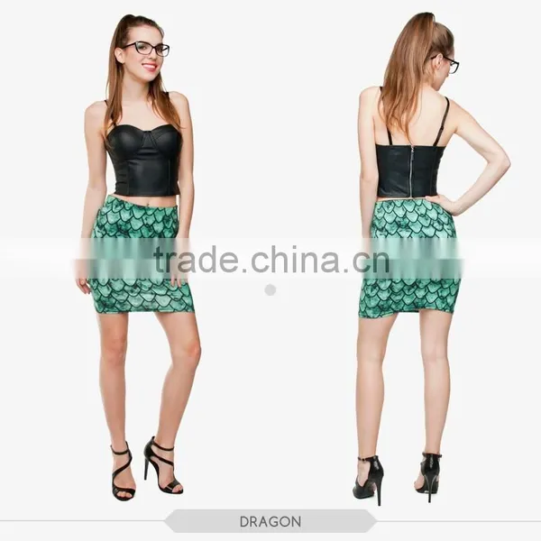 Vintage Flowers Dragon Red Sexy Girls Tight Mini Skirt High Quality 3d Digital Full Print Custom Hot Sale Tube Stretchy Skirt photo-2