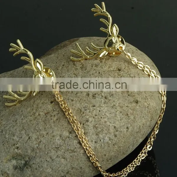 Antler Sweater Chain Clips Cardigan Clips Collar Clips Gold Sweater Guard Brooch photo-5