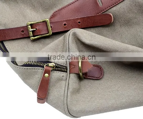 Luggage Duffle Bag Leather Vintage Military Canvas Travel Bags photo-6