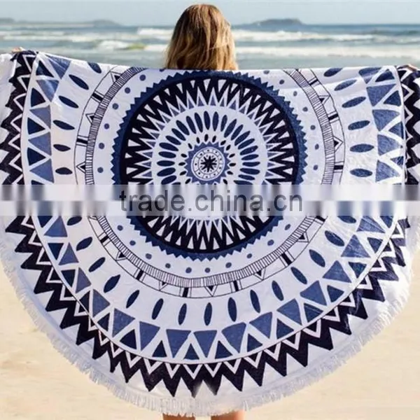 2016 High Quality Personalized Custom Round Printed Beach Towel photo-2