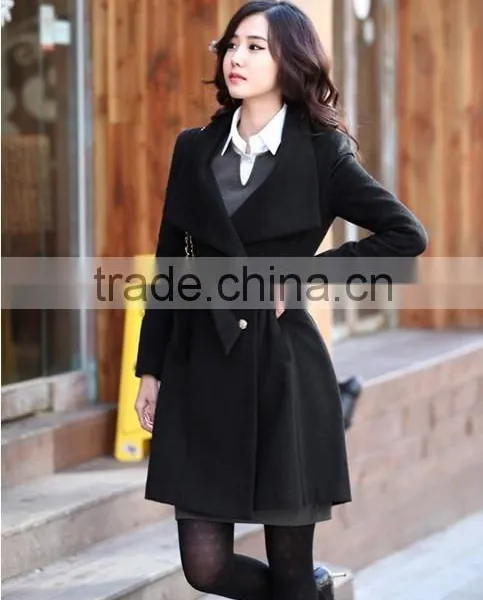 Fashion Trench Coats Women Trench Coat for Woman Wear Casual Woolen Slim Side Pocket Button Sash Women Fashion Winter Coats photo-5