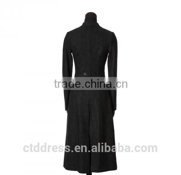 2015 New Style 100% Cashmere Black Coat 2015 Women Fashion Clothing photo-4