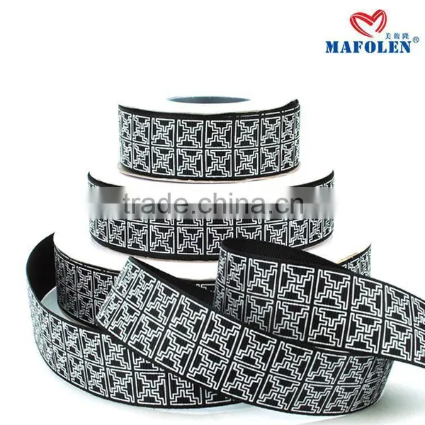 Ribbons Factory in China Cheap Black Printing Checks Grosgrain Ribbon Imported photo-2