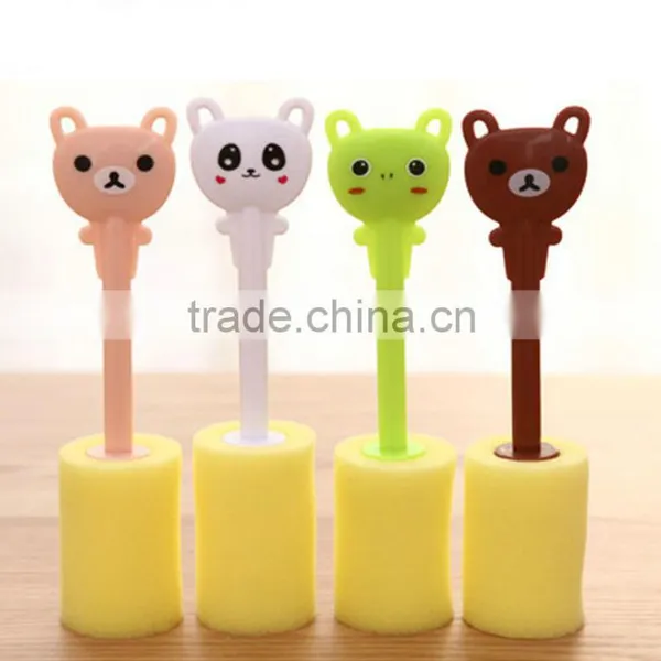 Bear Shaped Sponge Cup Cleaning Brush Children Color Sponge Bottle Cleaning Brushes