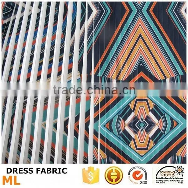 Quality Digital Print Pleated Chiffon Fabric for 2015 Fashion Women Dress Pakistani Dresses photo-2