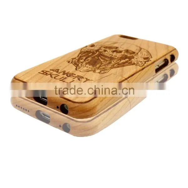 Universal Angry SKULL Engraving Durable Wood Protected Cover for Iphone 6 in Two Parts photo-4