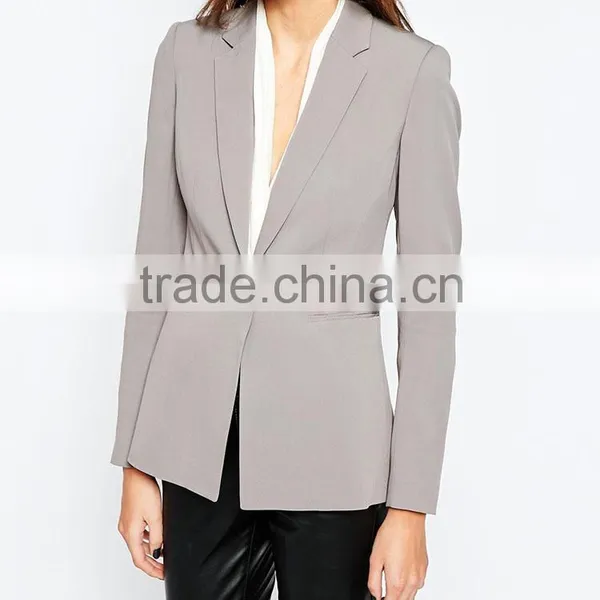 Fashion Autumn Coat Chiffon Single Breasted Smart Lady Silver Tailored Suits Blazer photo-5