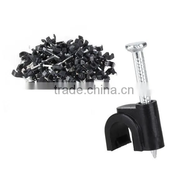 High Quality Full Size PE Material Round White & Black Nail Cable Clip photo-2