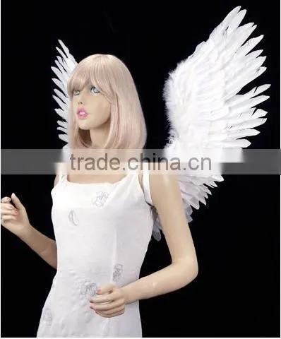 White Open Swing V Shape Costume Feather Angel Wings Adult photo-3