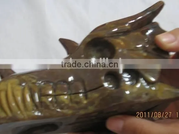 Wholesale Fashion Natural Crystal/obsidian/agate/tiger Eye Stone Dragon Head Skull photo-2