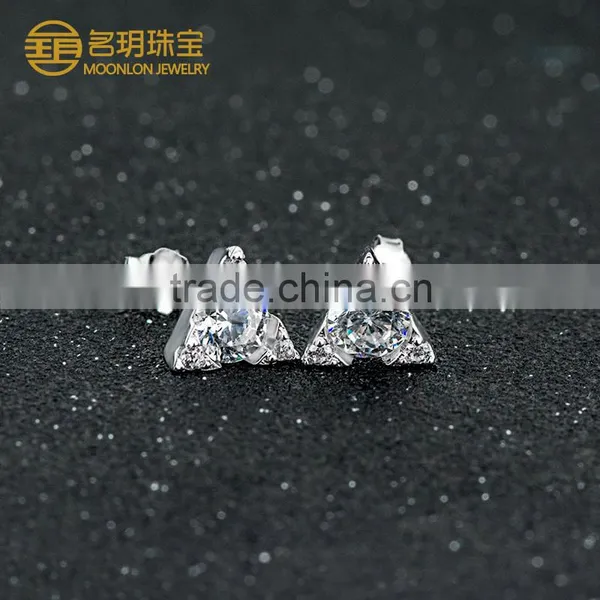 Fashion Geometric Figure Sterling Silver Gemstone Stud Earrings for Stylish Women photo-3