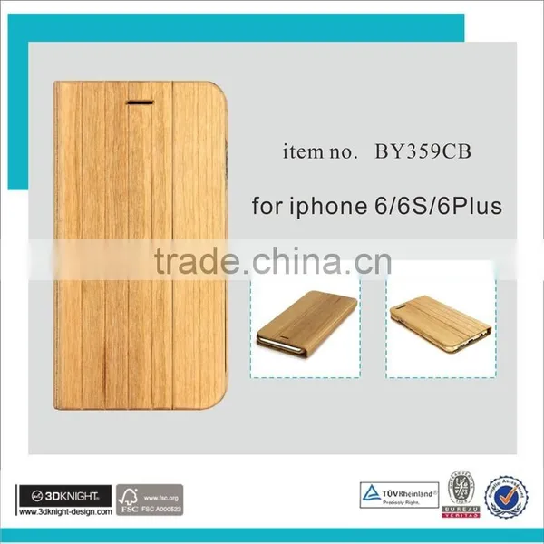 Mobile Phone Wooden Bamboo Wallet Flip Case for IPhone 6 6s photo-2