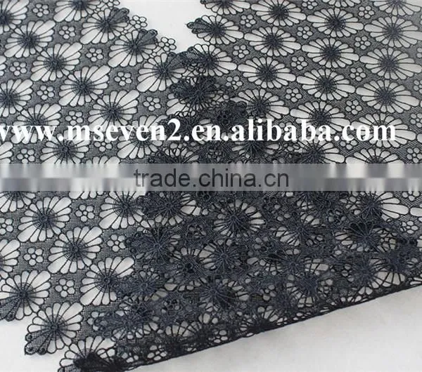 Black Color 20cm 100% Polyester Lace Trim Wholesale Flower Guipure Lace Trim Bridal Lace Trim for Dress photo-4