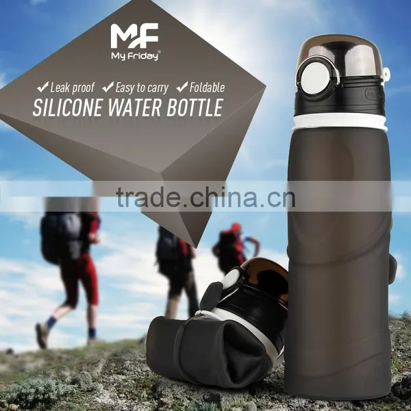 2017 Low Price Fashional Design 1000ml Sports Silicone Collapsible Water Bottle With Carabiner photo-2