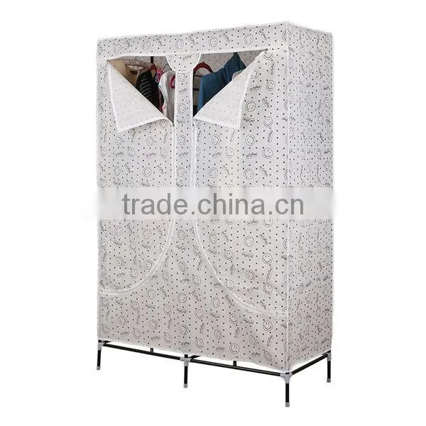 Two Doors Portable Cloth Wardrobe,Double Door Bedroom Color Wardrobe photo-4