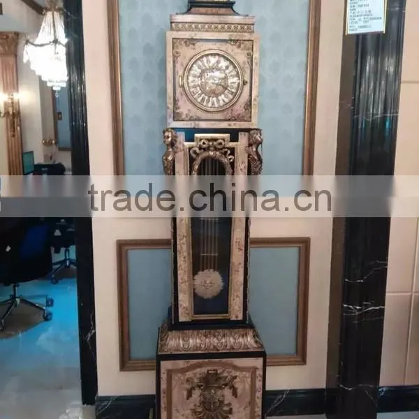 Home Decortive Brass Inlaid Clock With Wooden Chest of Drawers, Antique Table Clock With Cabinet, Gold & Red Antique Floor Clock photo-2