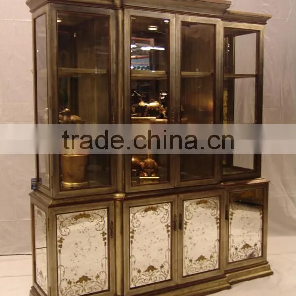 Antique Wooden Curio Cabinets, Exquisite Gold Painting Chest Of Drawers, Classical Wood Carved Console Cabinet photo-3