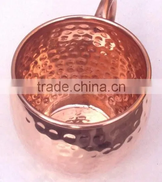100% PURE COPPER FDA APPROVED HAMMERED BARREL DRINKING MUG WITH RIVETED HANDLE FOR MOSCOW MULE, VODKA photo-3
