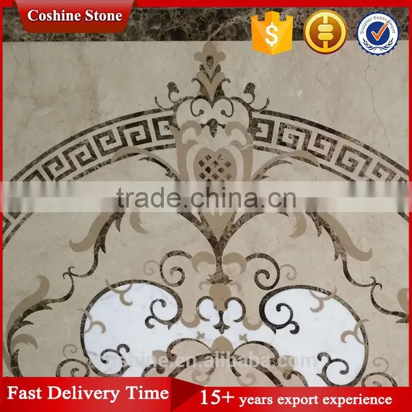 Square Shaped Emperador Light Waterjet Stone Medallion 60*60 Marble Tile photo-3