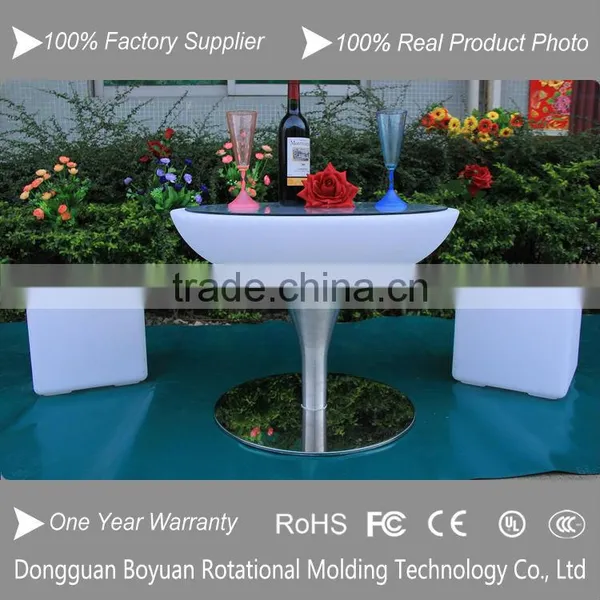 Elegant Popular Stainless Steel Rack Led Round Coffe Table, Led Cocktail Table With IR Remote Control photo-5