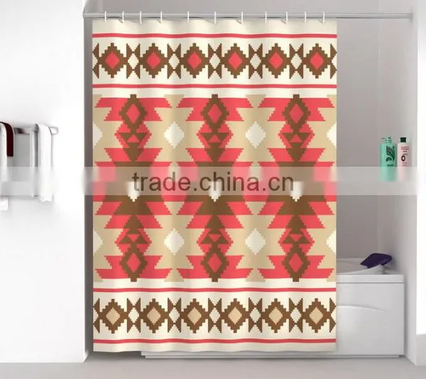 Unique and Fancy Polyester Printed Fabric Shower Curtain With 12PCS Hooks, 100%polyester Bathroom Curtain photo-6