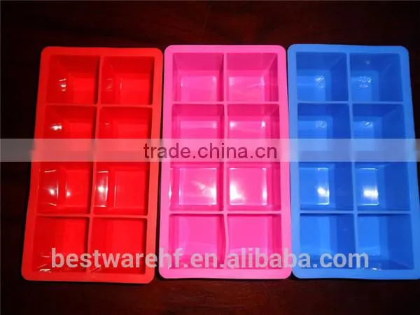 CUBED ICE Large Cube 8 Square Tray Molds Whiskey Ball Cocktails use ice Cube